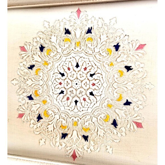 Sezzatini Firenze Florentino  Art Serving Tray Painted Wood Hand Made Italy 15x7 - Picture 2 of 8